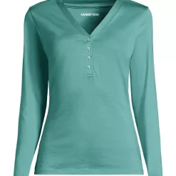 Women's Supima Jersey Long Sleeve Button Henley
