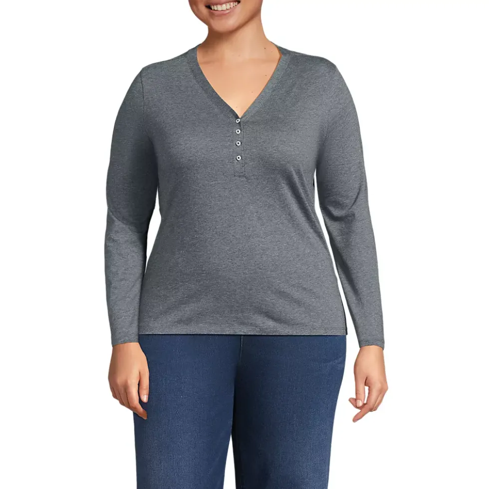 Women's Supima Jersey Long Sleeve Button Henley
