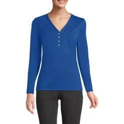 Women's Supima Jersey Long Sleeve Button Henley