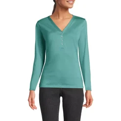 Women's Supima Jersey Long Sleeve Button Henley