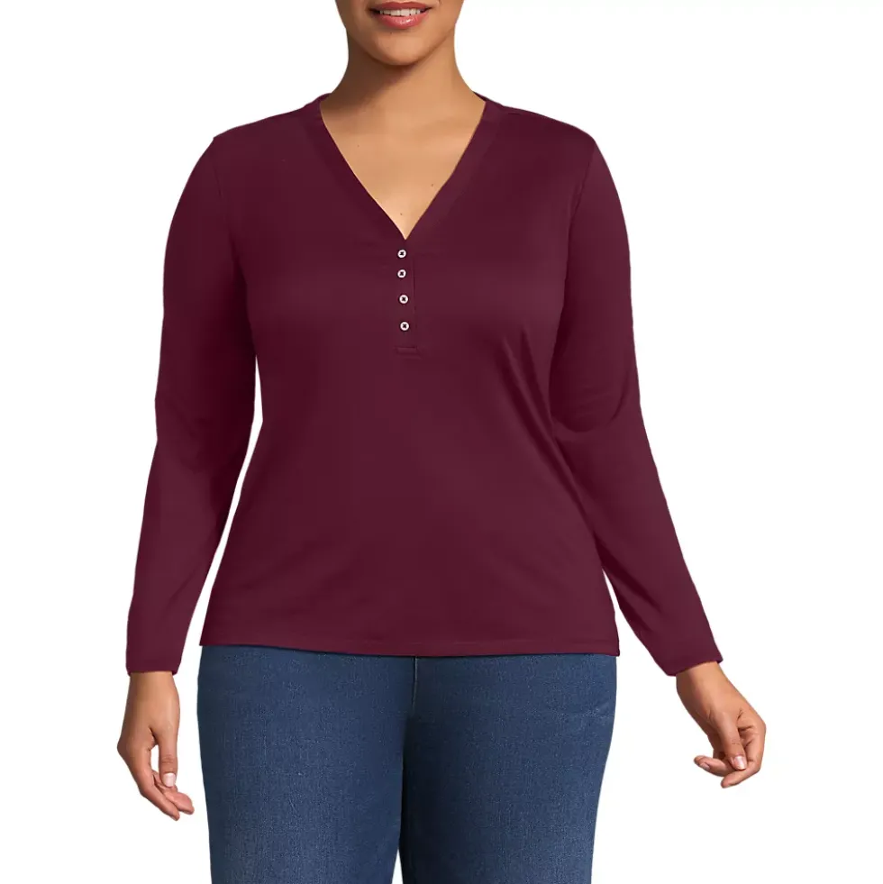 Women's Supima Jersey Long Sleeve Button Henley