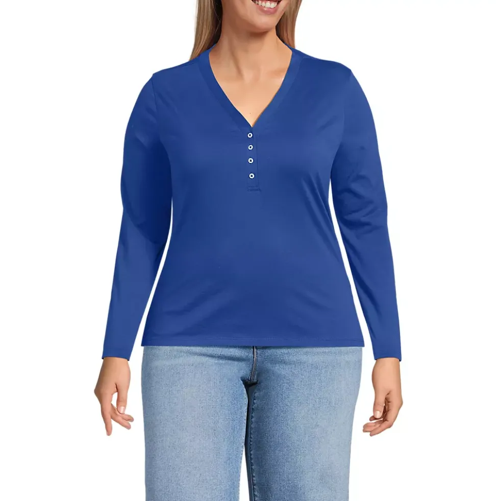 Women's Supima Jersey Long Sleeve Button Henley