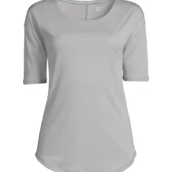 Women's Supima Micro Modal Elbow Sleeve Balletneck Curved Hem Top