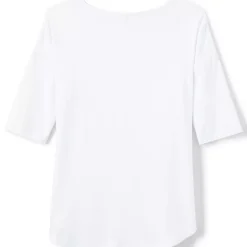 Women's Supima Micro Modal Elbow Sleeve Balletneck Curved Hem Top