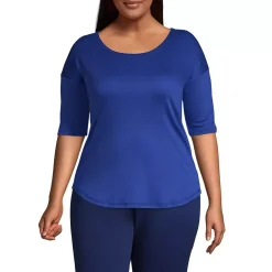 Women's Supima Micro Modal Elbow Sleeve Balletneck Curved Hem Top