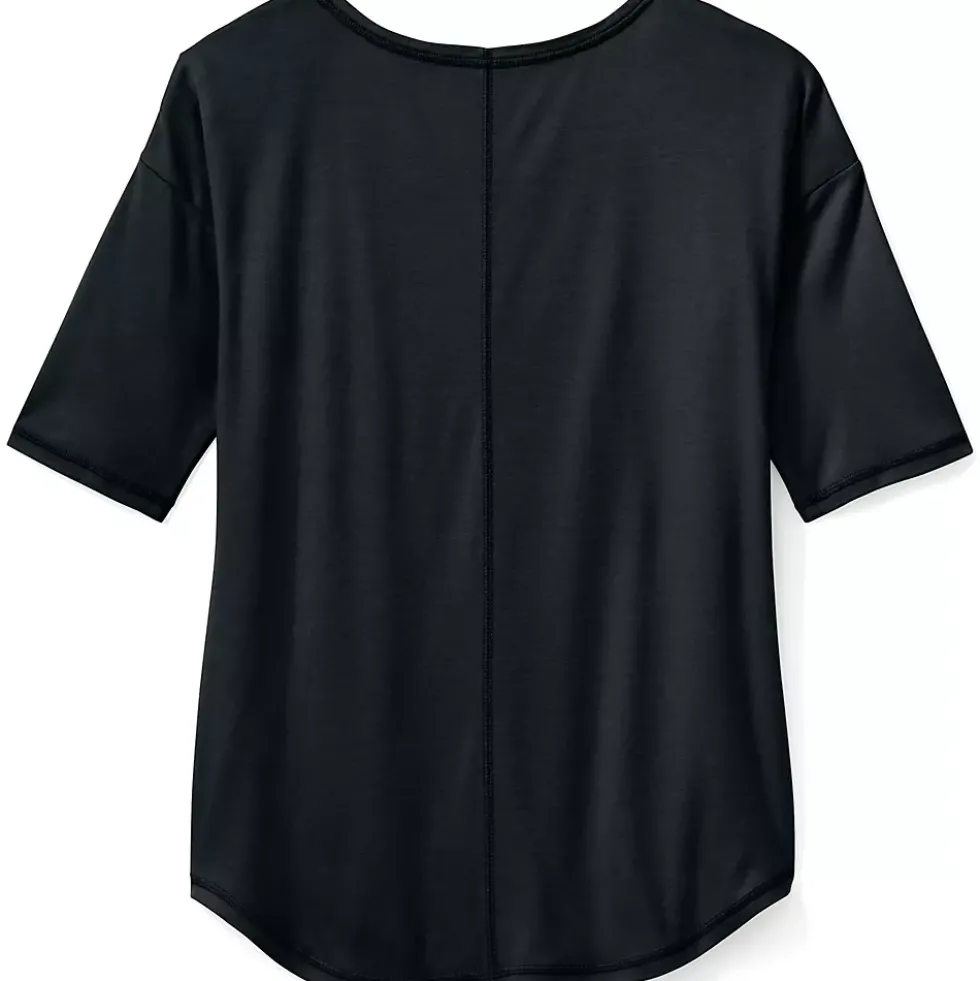 Women's Supima Micro Modal Elbow Sleeve Balletneck Curved Hem Top