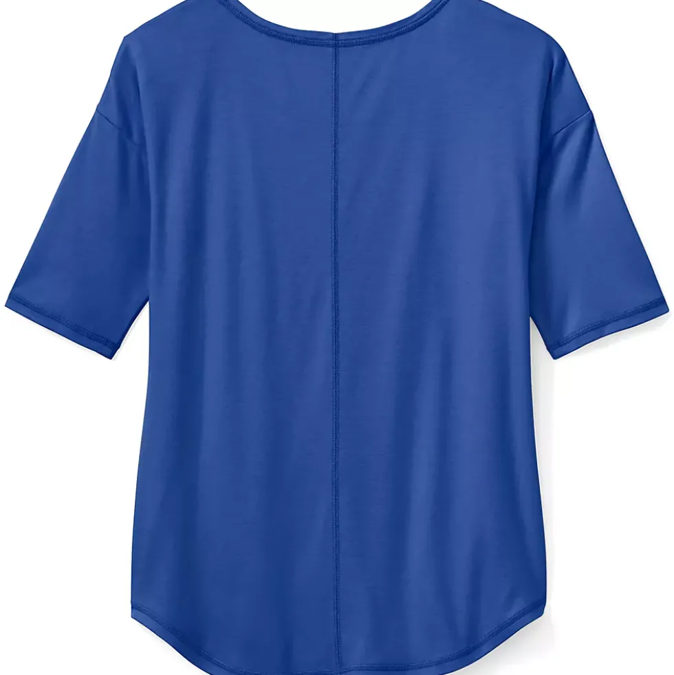 Women's Supima Micro Modal Elbow Sleeve Balletneck Curved Hem Top