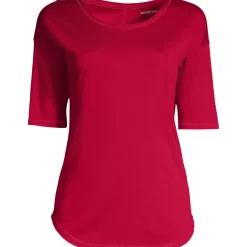 Women's Supima Micro Modal Elbow Sleeve Balletneck Curved Hem Top