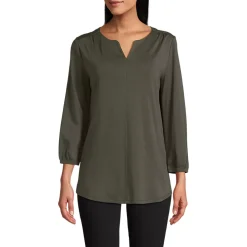 Women's Supima Micro Modal 3/4 Sleeve Split Neck Tunic