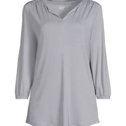 Women's Supima Micro Modal 3/4 Sleeve Split Neck Tunic