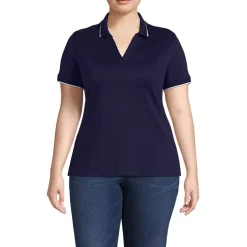 Women's Supima Short Sleeve Tipped Johnny Collar Polo Shirt