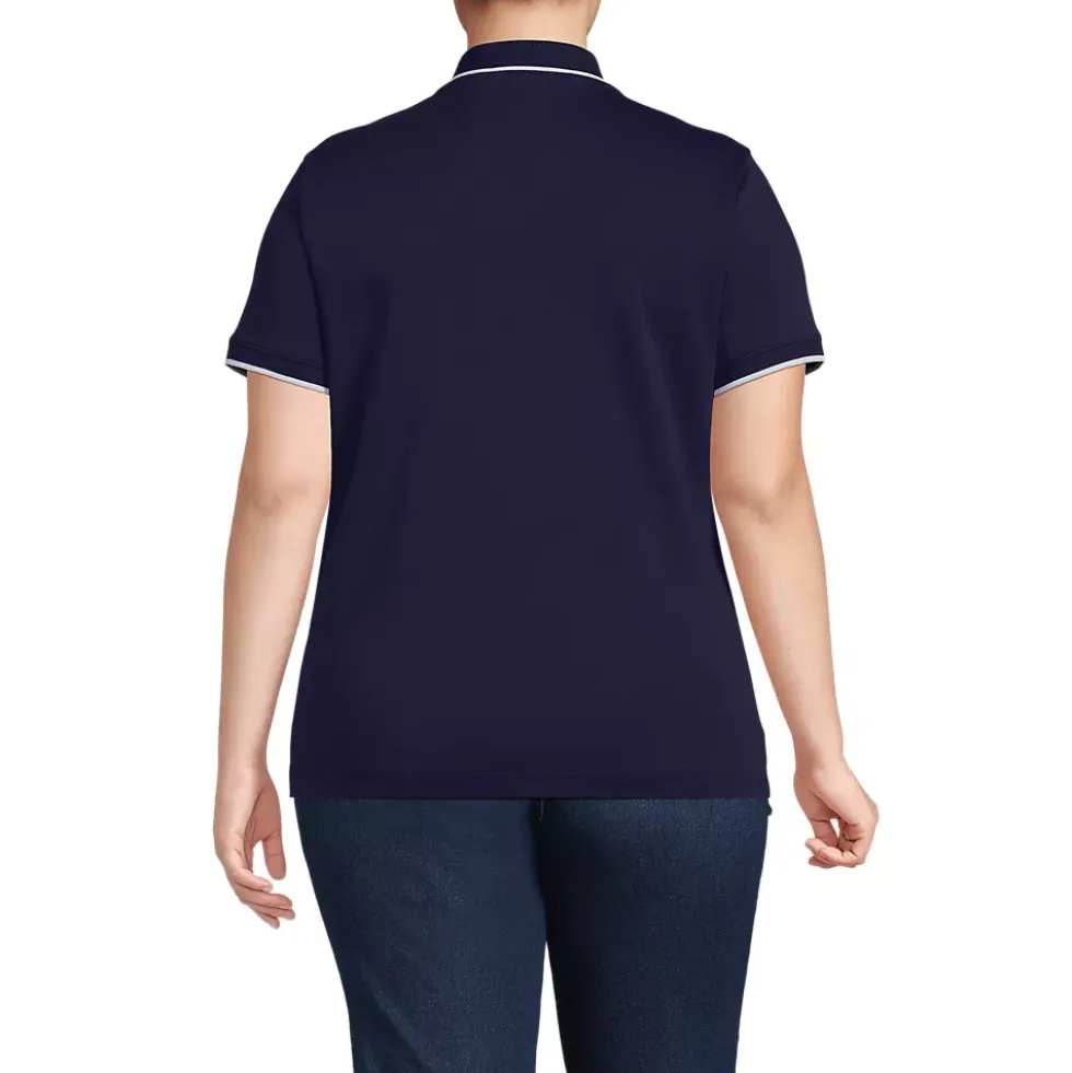 Women's Supima Short Sleeve Tipped Johnny Collar Polo Shirt