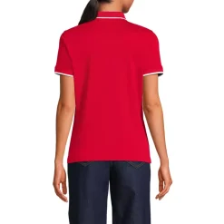 Women's Supima Short Sleeve Tipped Johnny Collar Polo Shirt