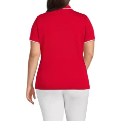 Women's Supima Short Sleeve Tipped Johnny Collar Polo Shirt