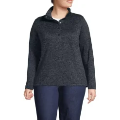 Women's Sweater Fleece Snap Neck Pullover Jacket