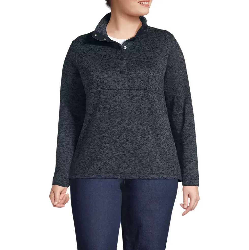 Women's Sweater Fleece Snap Neck Pullover Jacket