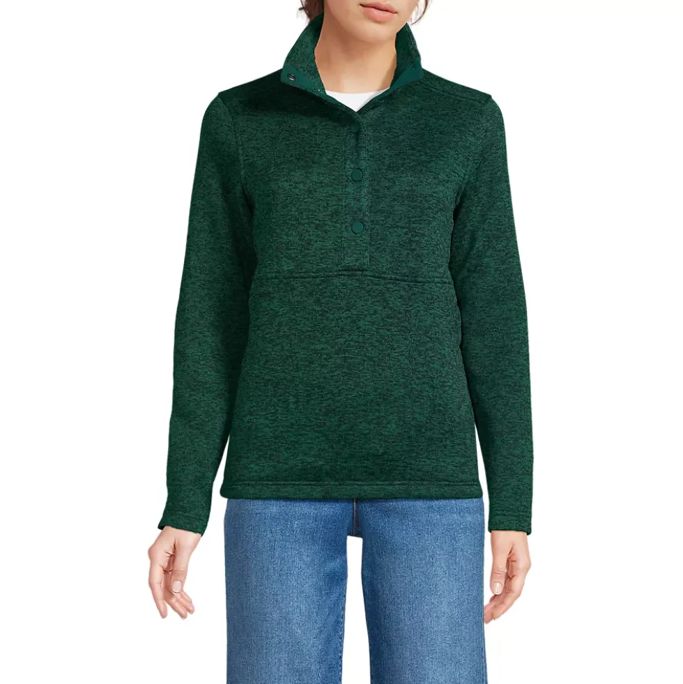 Women's Sweater Fleece Snap Neck Pullover Jacket