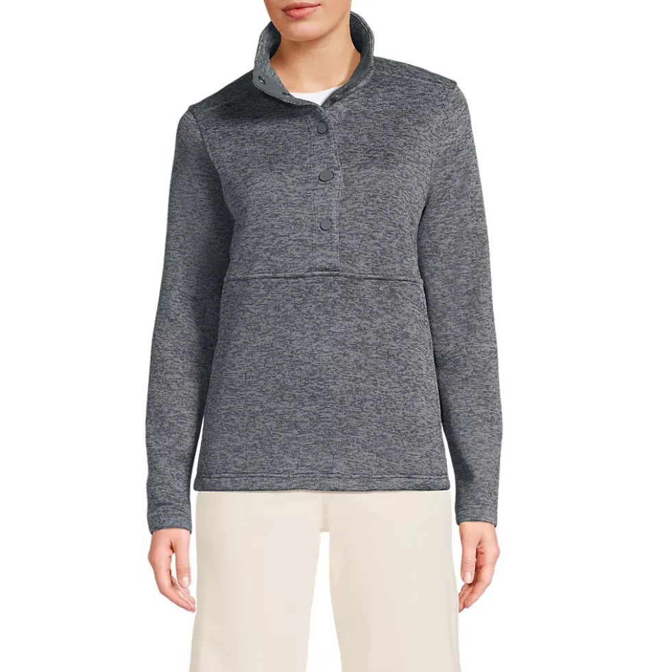 Women's Sweater Fleece Snap Neck Pullover Jacket