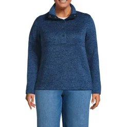 Women's Sweater Fleece Snap Neck Pullover Jacket