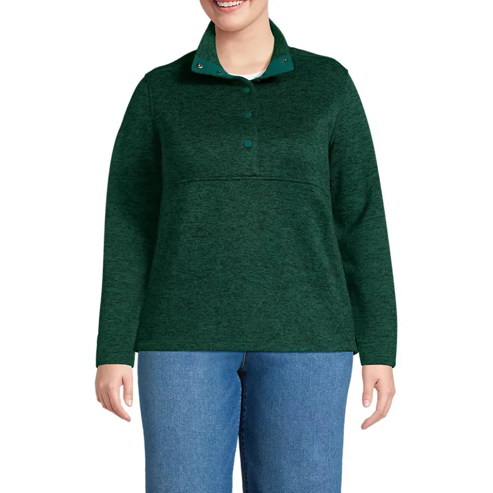 Women's Sweater Fleece Snap Neck Pullover Jacket