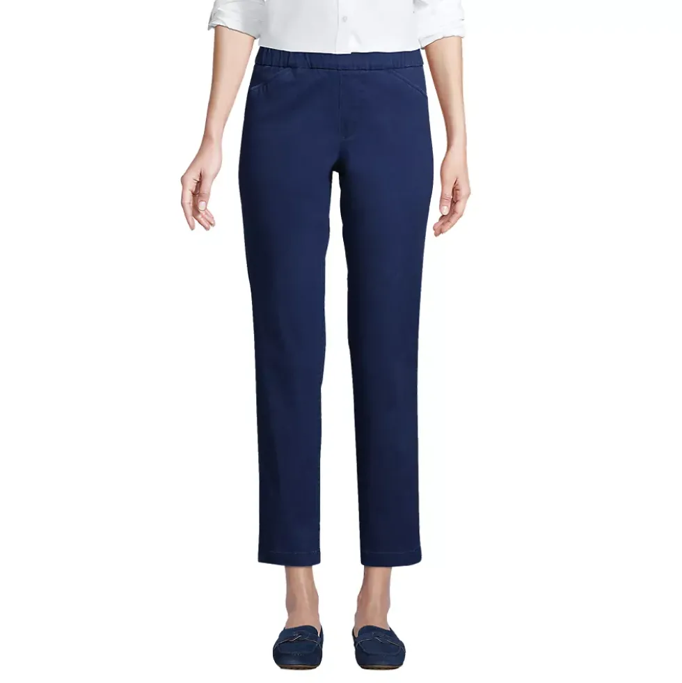 Women's Tall Mid Rise Pull On Chino Crop Pants