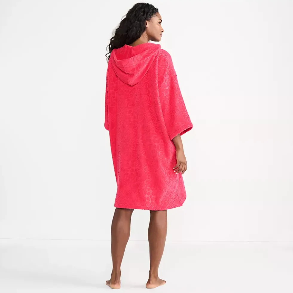 Women's Terry 3/4 Sleeve Pullover Hooded Spa Robe