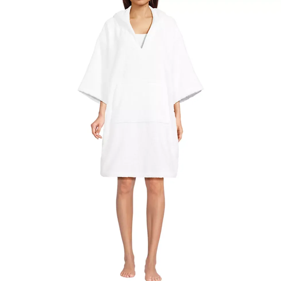 Women's Terry 3/4 Sleeve Pullover Hooded Spa Robe