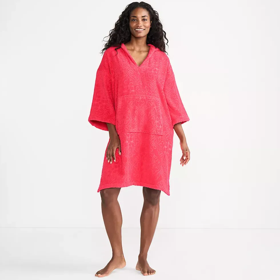 Women's Terry 3/4 Sleeve Pullover Hooded Spa Robe