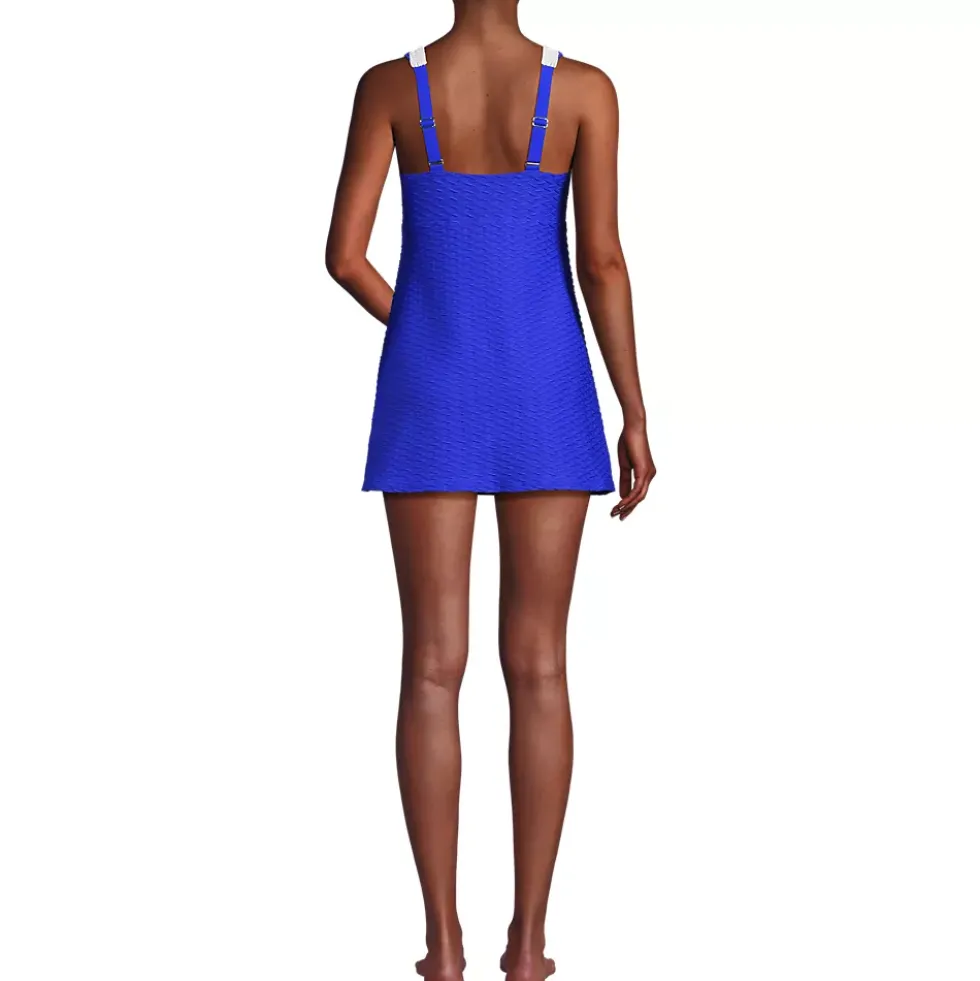 Women's Texture Square Neck Swim Dress