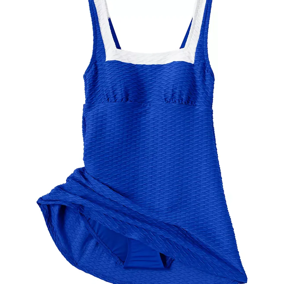 Women's Texture Square Neck Swim Dress