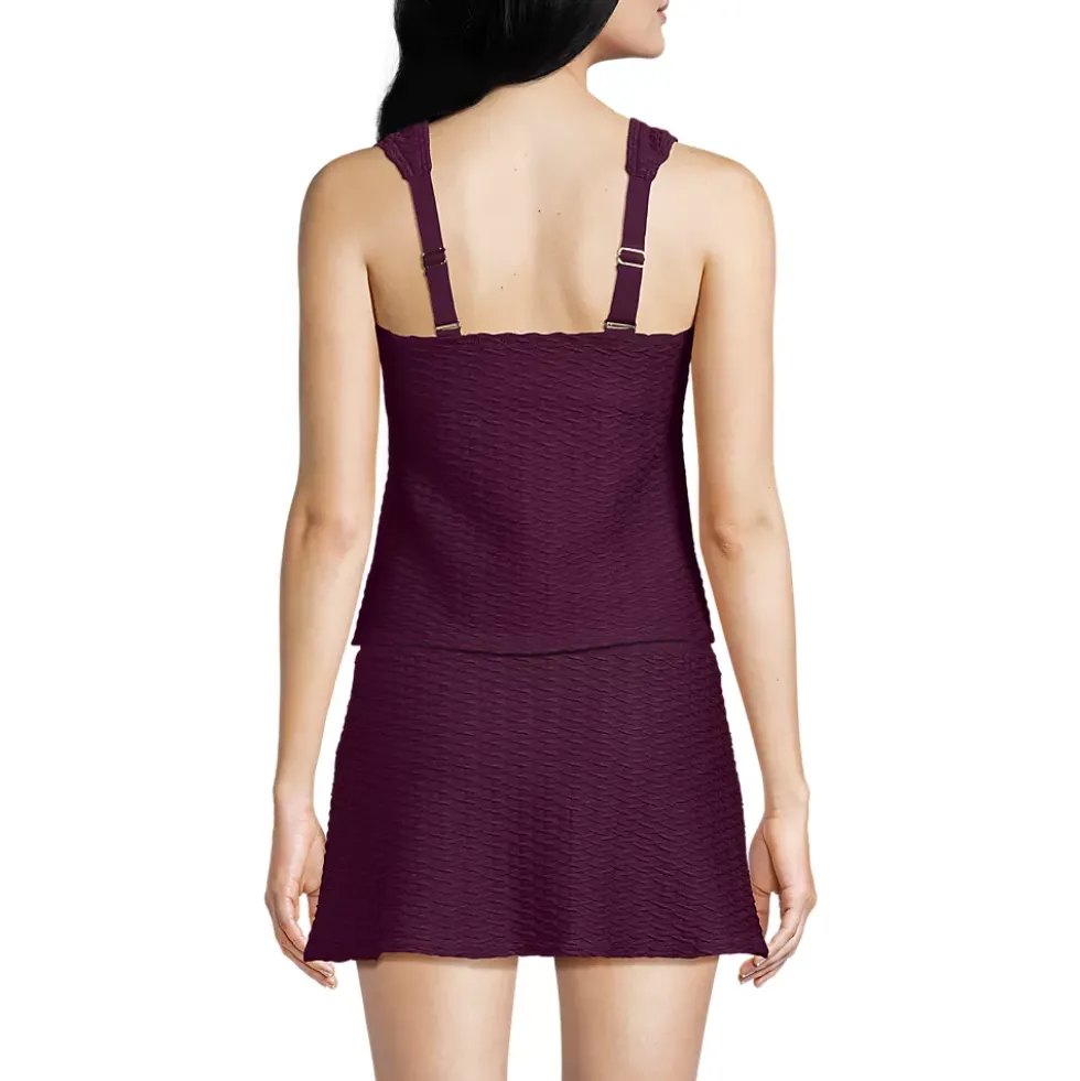 Women's Texture Square Neck Tankini Swimsuit Top