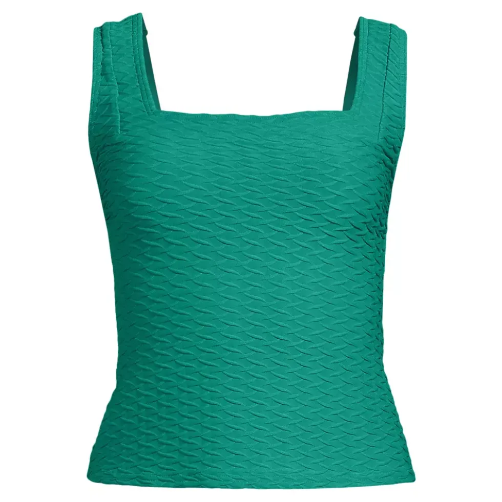 Women's Texture Square Neck Tankini Swimsuit Top