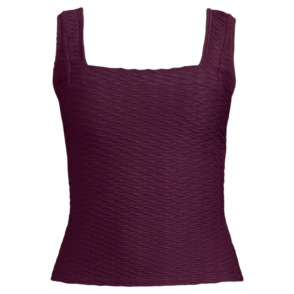 Women's Texture Square Neck Tankini Swimsuit Top