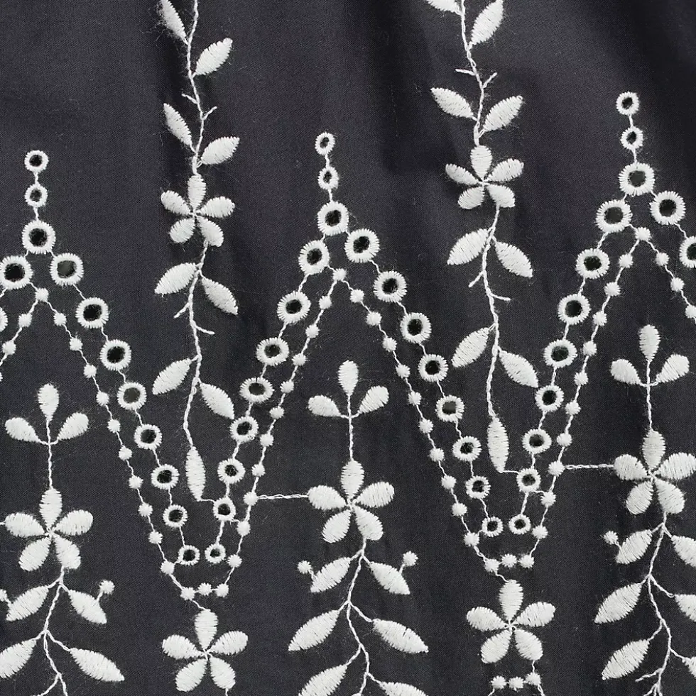 Women's Tiered Cotton Poplin Eyelet Maxi Dress