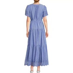 Women's Tiered Cotton Poplin Eyelet Maxi Dress