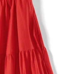 Women's Tiered Cotton Poplin Eyelet Maxi Dress