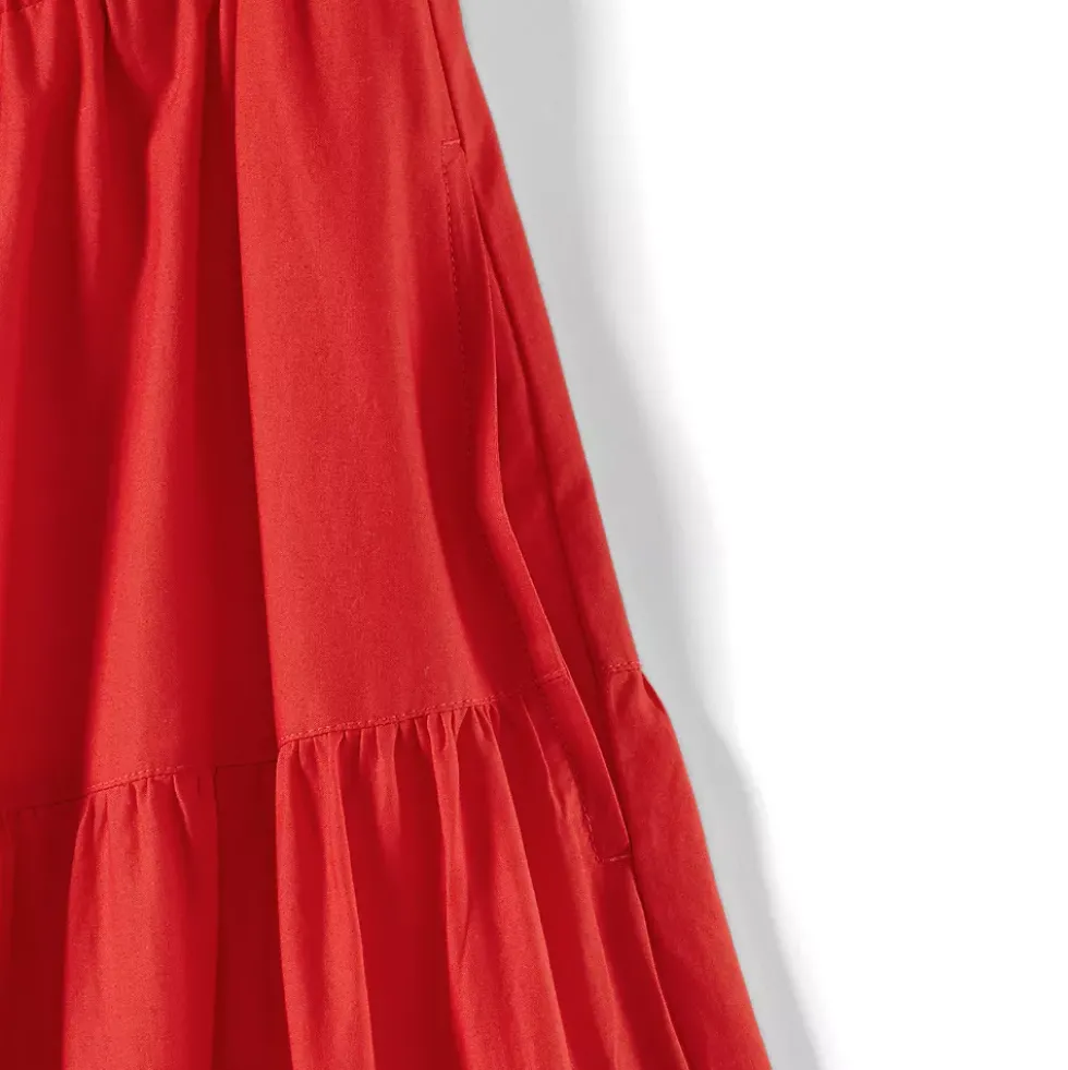 Women's Tiered Cotton Poplin Eyelet Maxi Dress