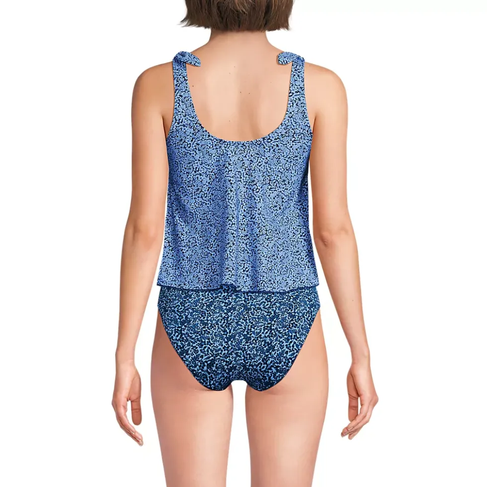 Women's Tie Shoulder Flutter Tankini Top