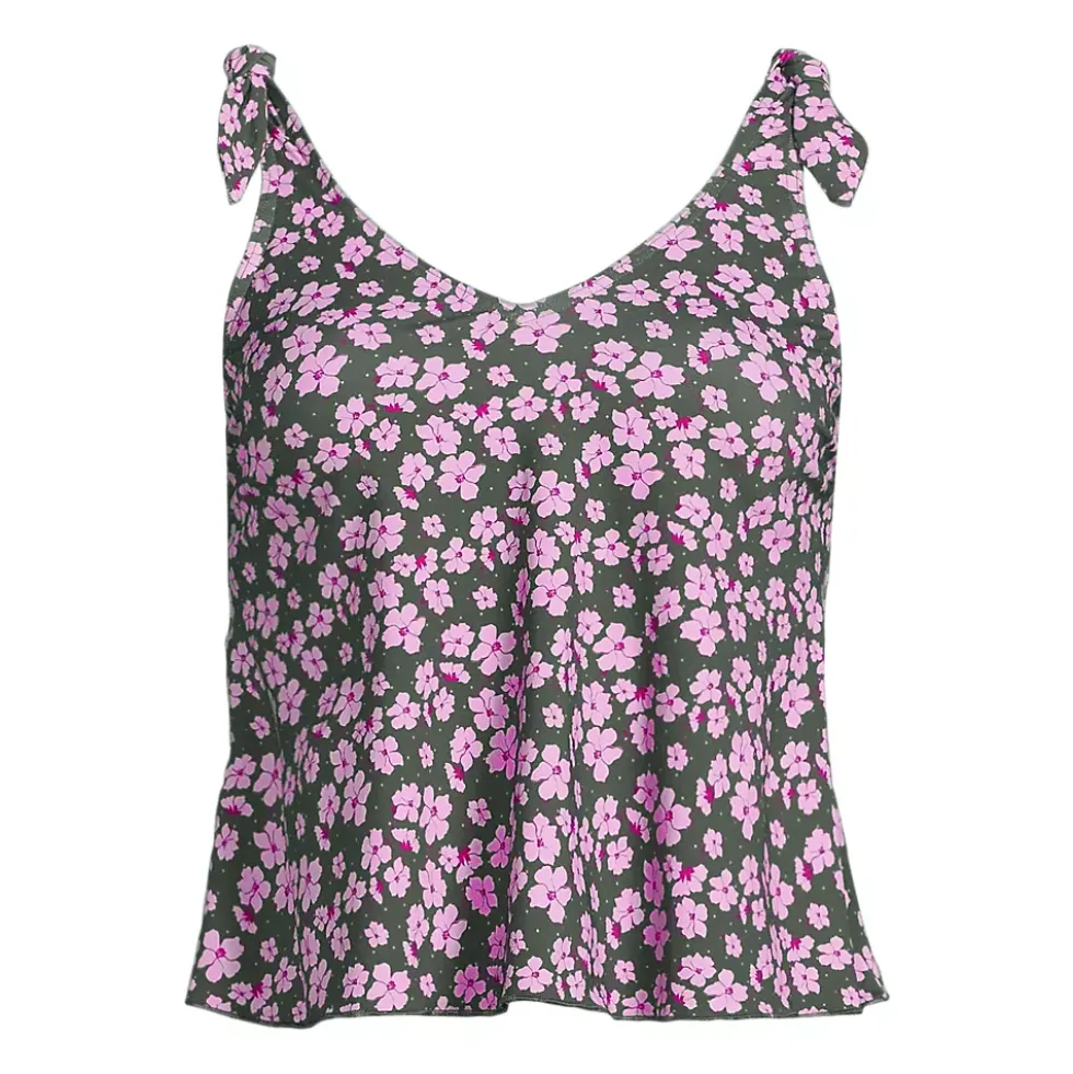Women's Tie Shoulder Flutter Tankini Top