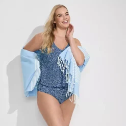 Women's Tie Shoulder Flutter Tankini Top