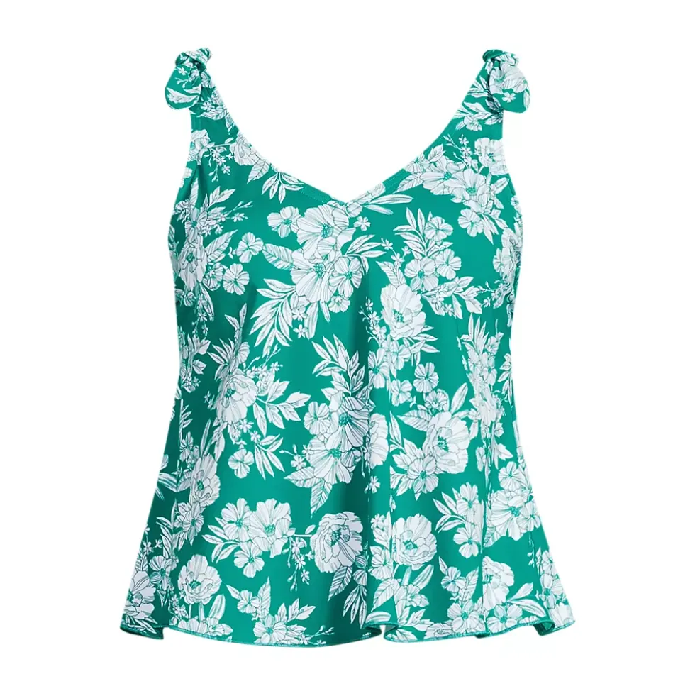 Women's Tie Shoulder Flutter Tankini Top