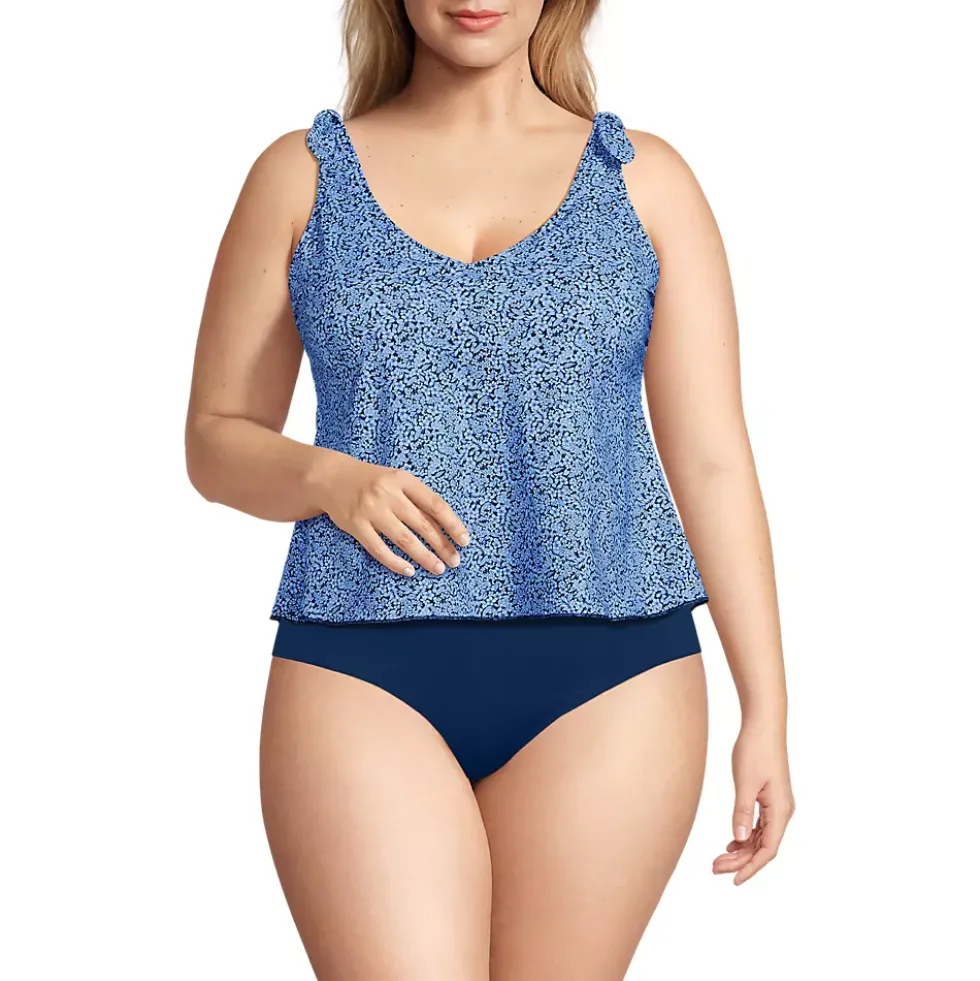 Women's Tie Shoulder Flutter Tankini Top
