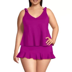 Women's Tie Shoulder Flutter Tankini Top