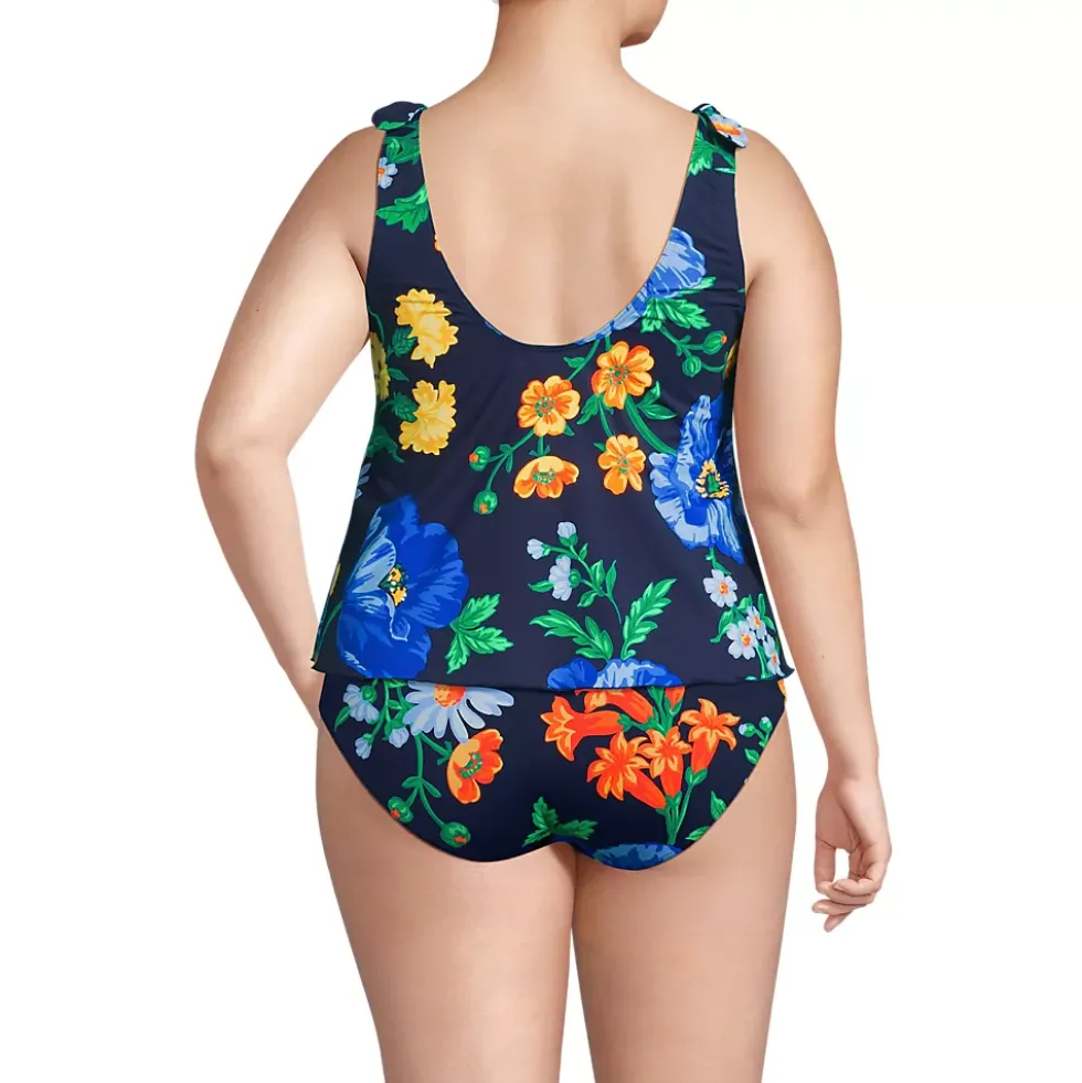Women's Tie Shoulder Flutter Tankini Top