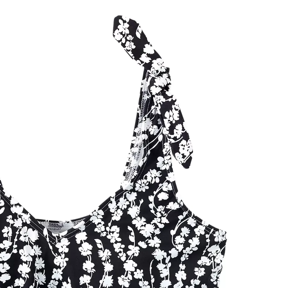 Women's Tie Shoulder Flutter Tankini Top