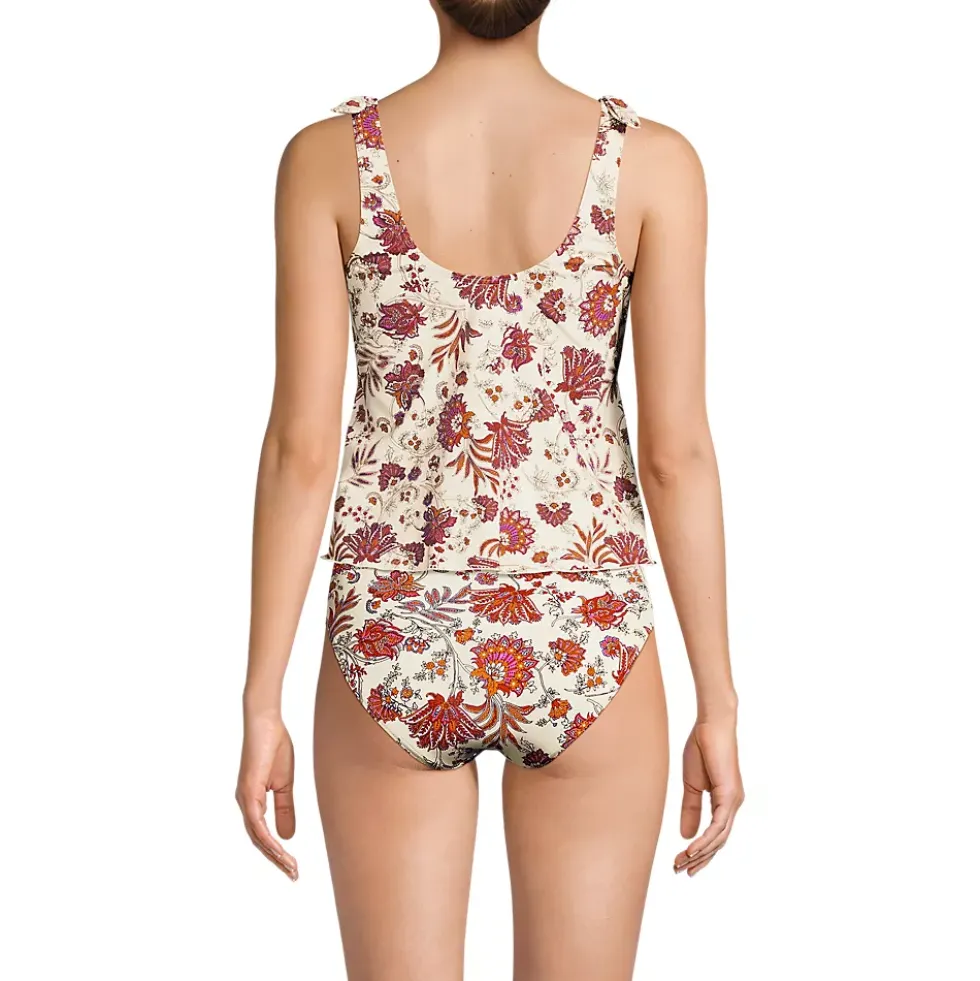 Women's Tie Shoulder Flutter Tankini Top