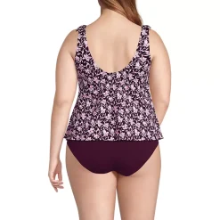 Women's Tie Shoulder Flutter Tankini Top