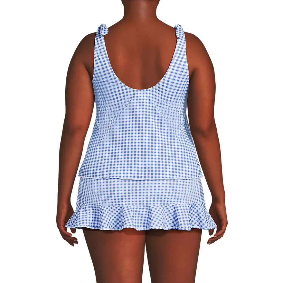 Women's Tie Shoulder Flutter Tankini Top