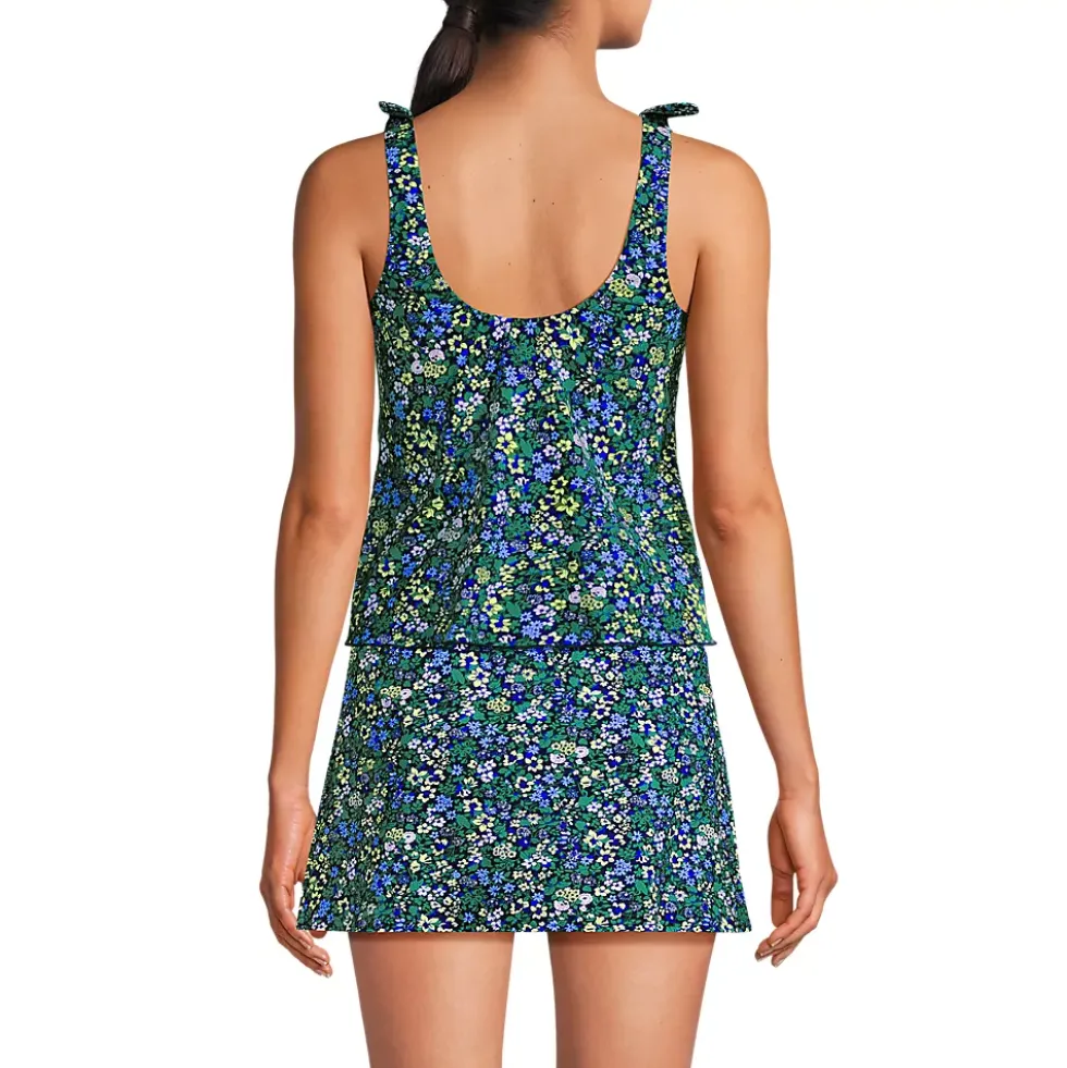 Women's Tie Shoulder Flutter Tankini Top