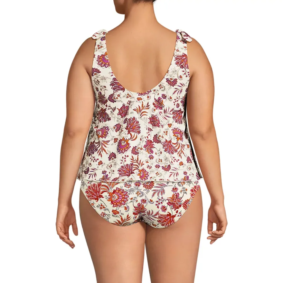 Women's Tie Shoulder Flutter Tankini Top